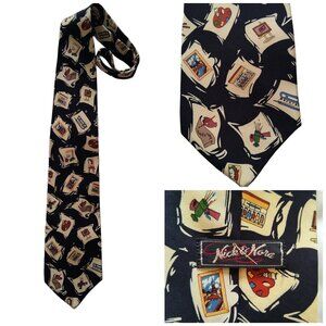 Nick & Nora 100% Silk Men's Tie w' Art - Artist Allover Novelty Print